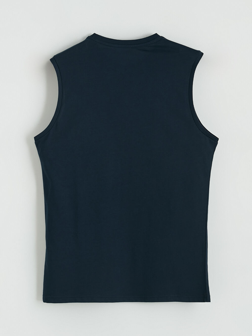 Lacivert Bisiklet Yaka Baskılı Erkek Kolsuz Tişört-2