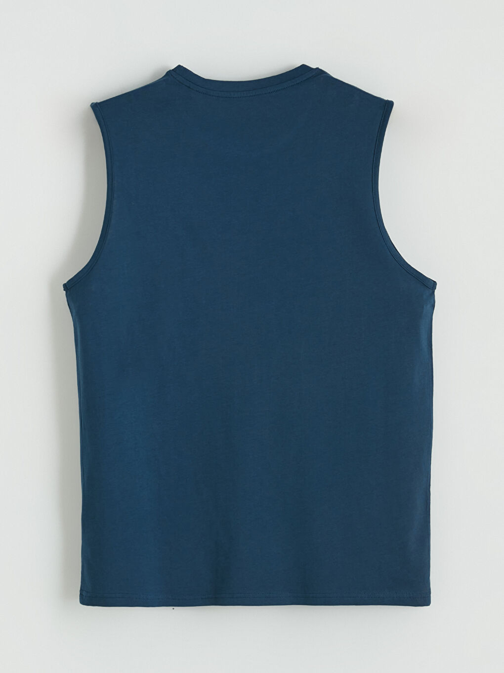 Lacivert Bisiklet Yaka Baskılı Erkek Kolsuz Tişört-5