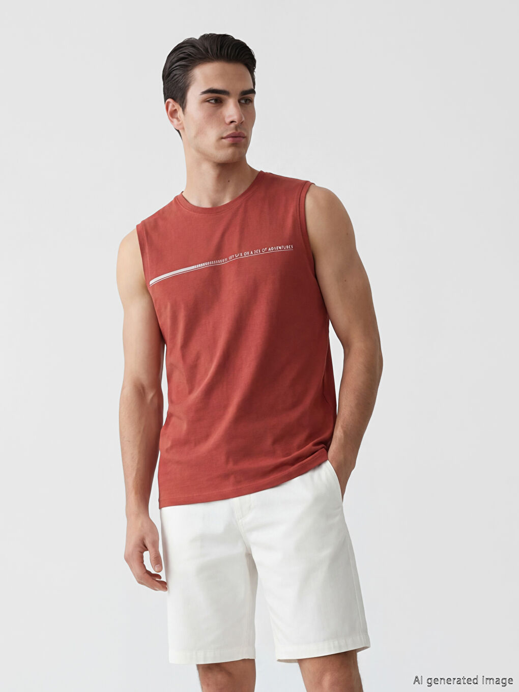 Crew Neck Printed Men's Sleeveless T-Shirt