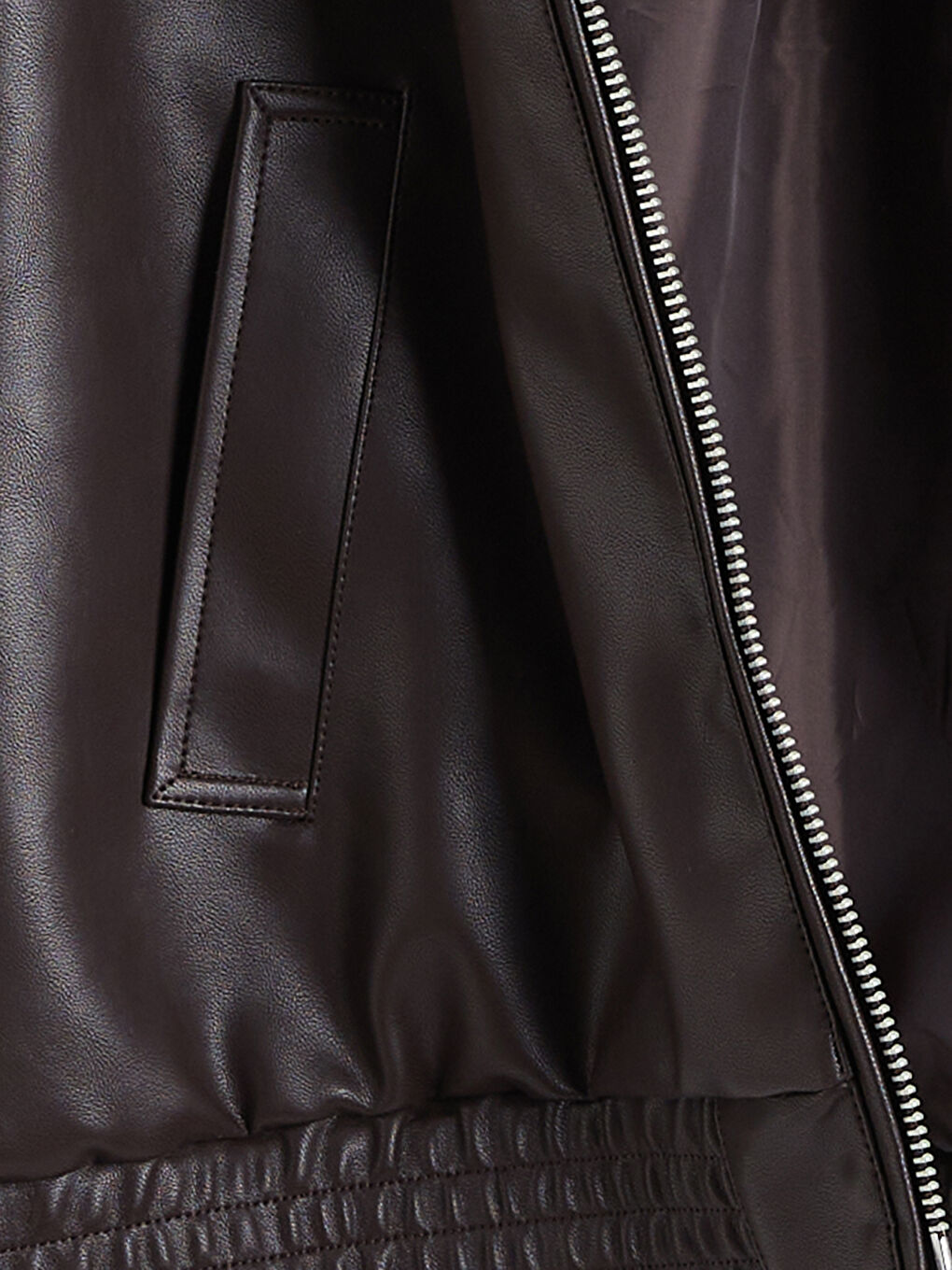 Kahverengi Gömlek Yaka Oversize Kadın Deri Görünümlü Ceket-6