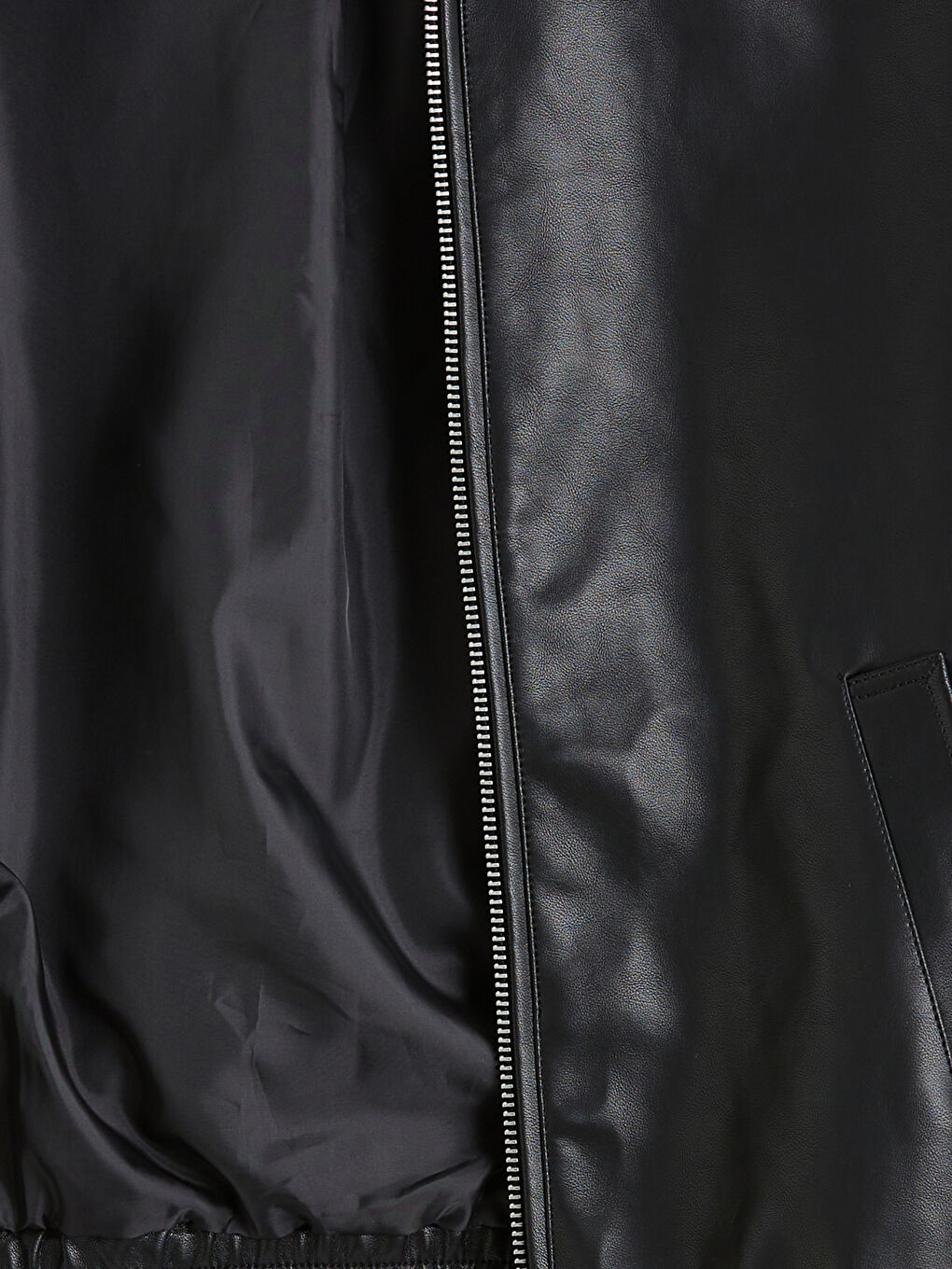 Collared Neck Oversize Women's Faux Leather Jacket-6