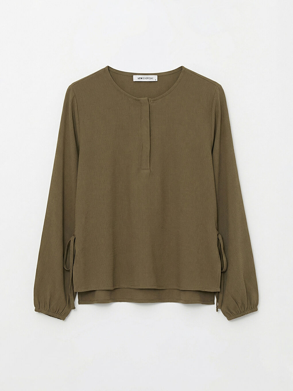 Haki Bisiklet Yaka Dokulu Bluz-4