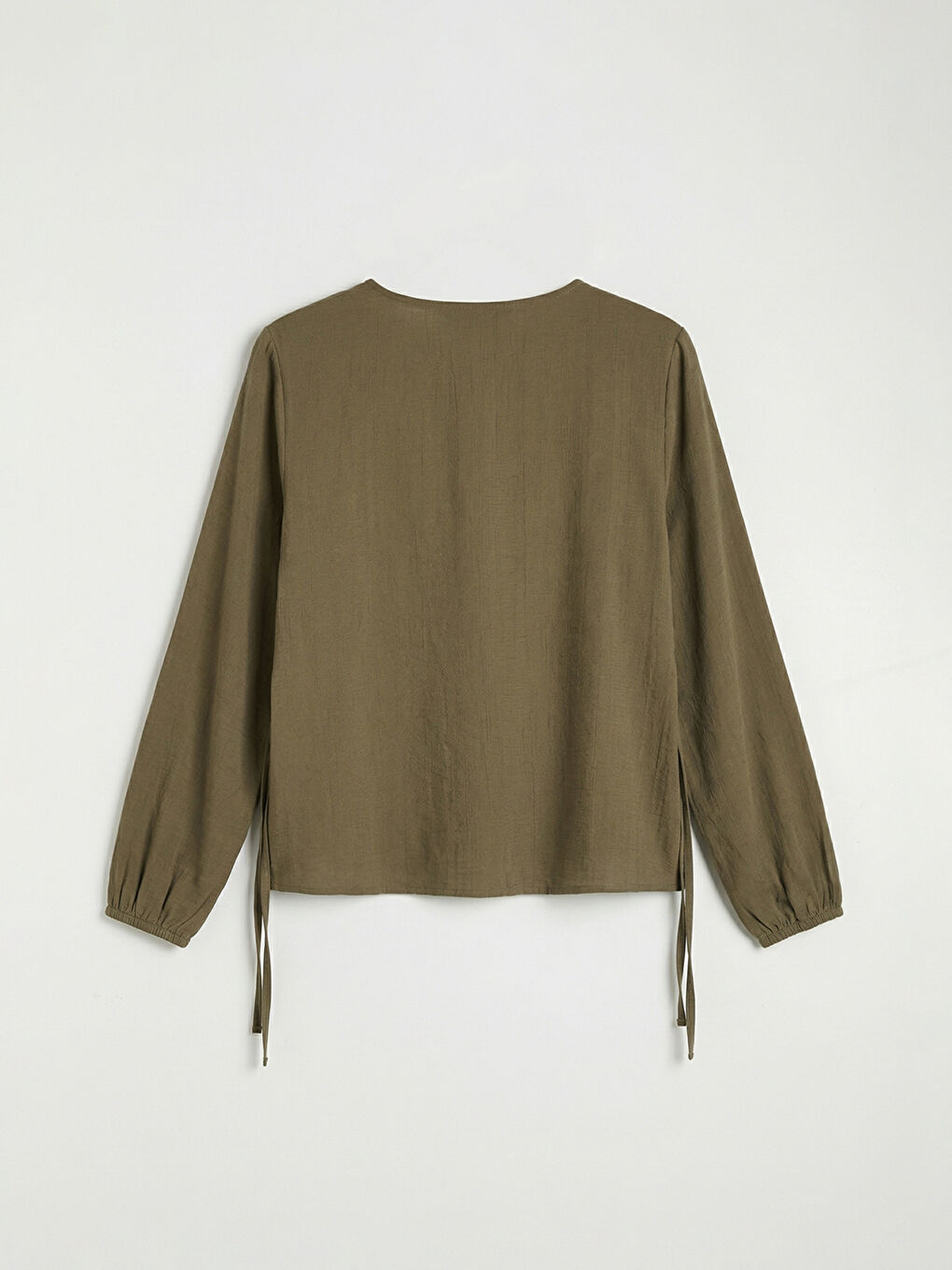 Haki Bisiklet Yaka Dokulu Bluz-5