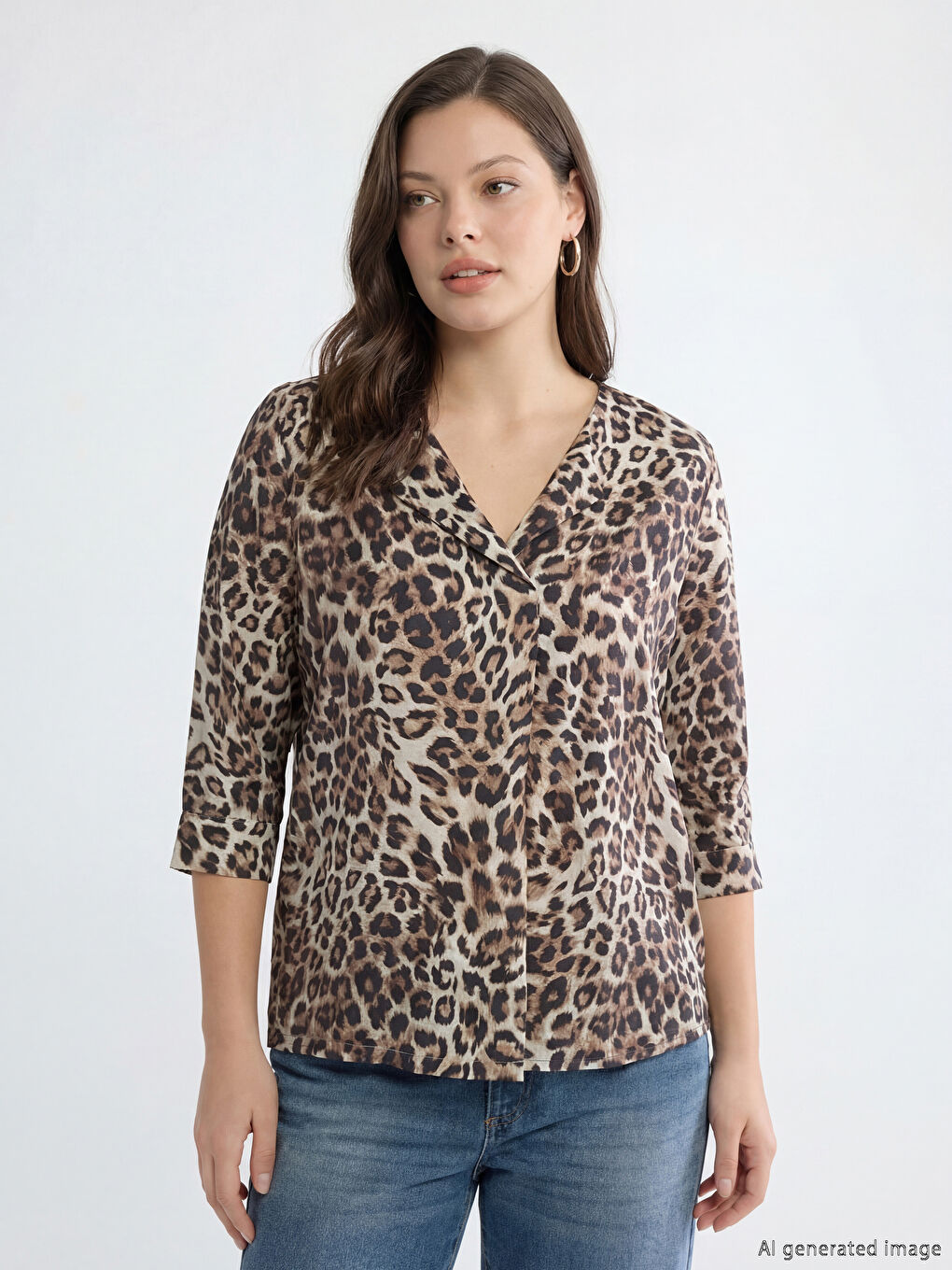 Blouse à imprimé léopard avec encolure asymétrique-1