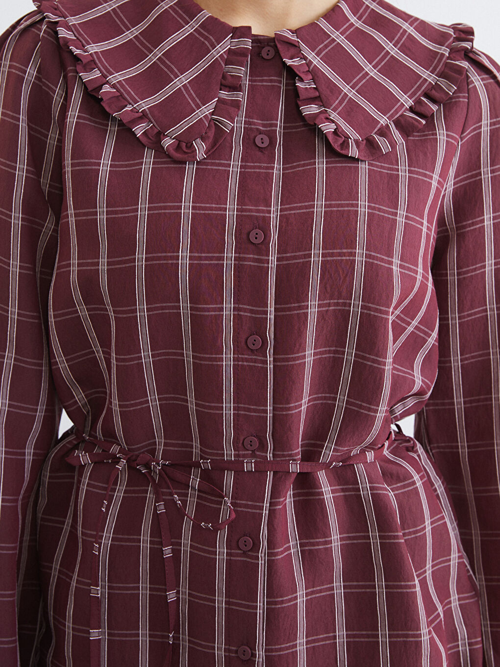 Peter Pan Collar Plaid Women's Shirt Tunic-2