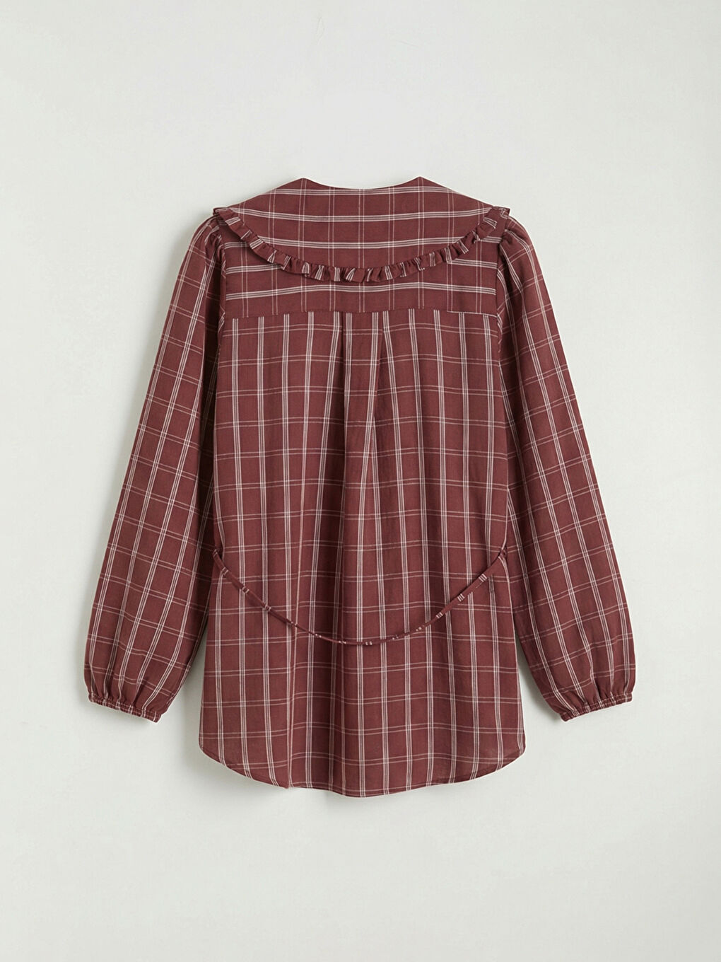 Peter Pan Collar Plaid Women's Shirt Tunic-5