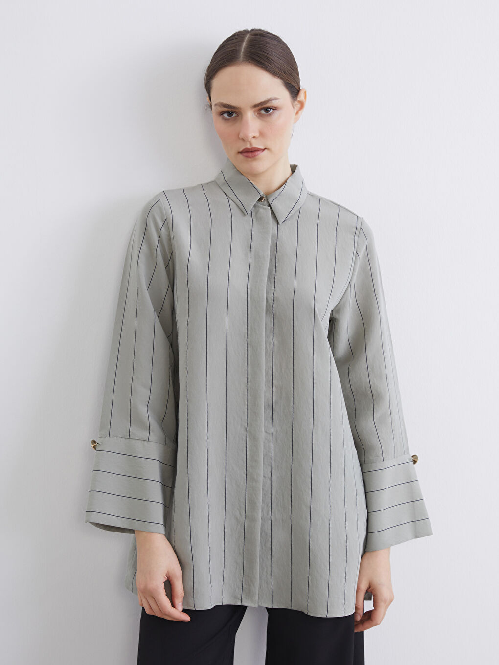 Striped Modal Blend Women's Shirt Tunic