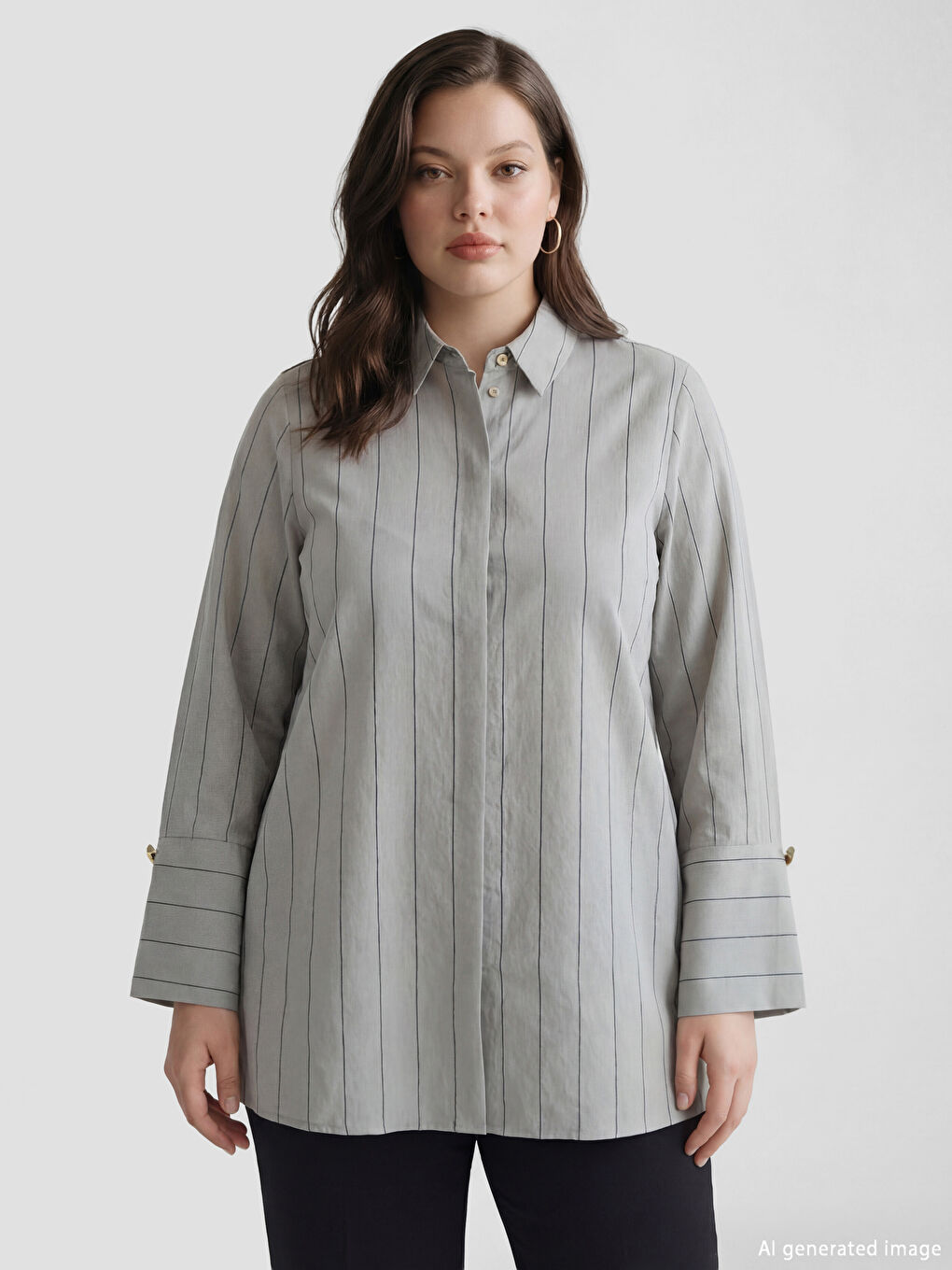 Striped Modal Blend Women's Shirt Tunic-1