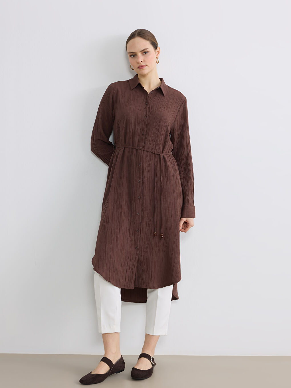 Textured Oversized Women's Shirt Tunic
