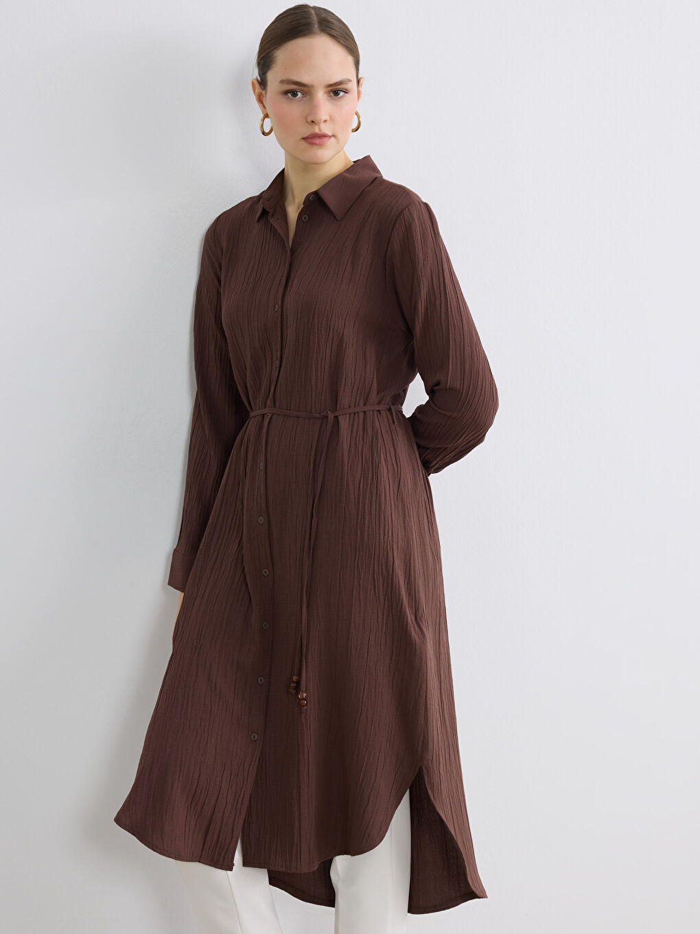 Textured Oversized Women's Shirt Tunic-1