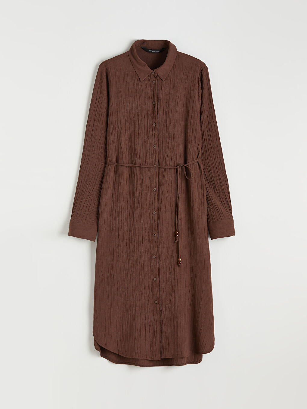 Kahverengi Dokulu Oversize Kadın Gömlek Tunik