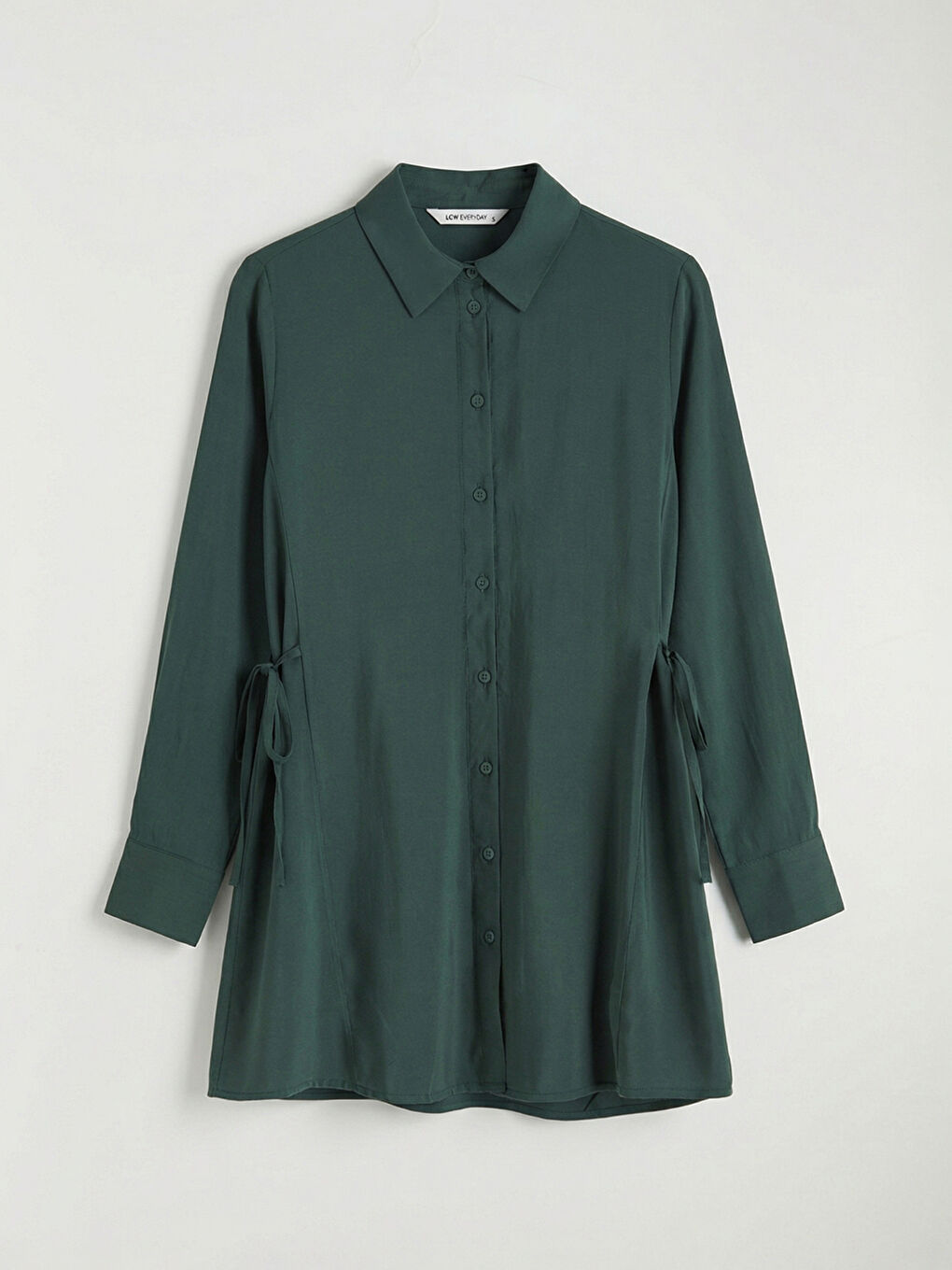 Yeşil Bağlama Detaylı Kadın Gömlek Tunik-5