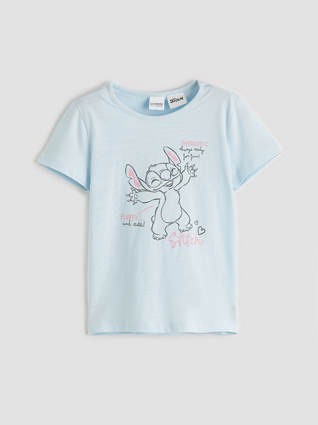 Mavi Stitch Baskılı Kız Çocuk Şortlu Pijama Takımı-1