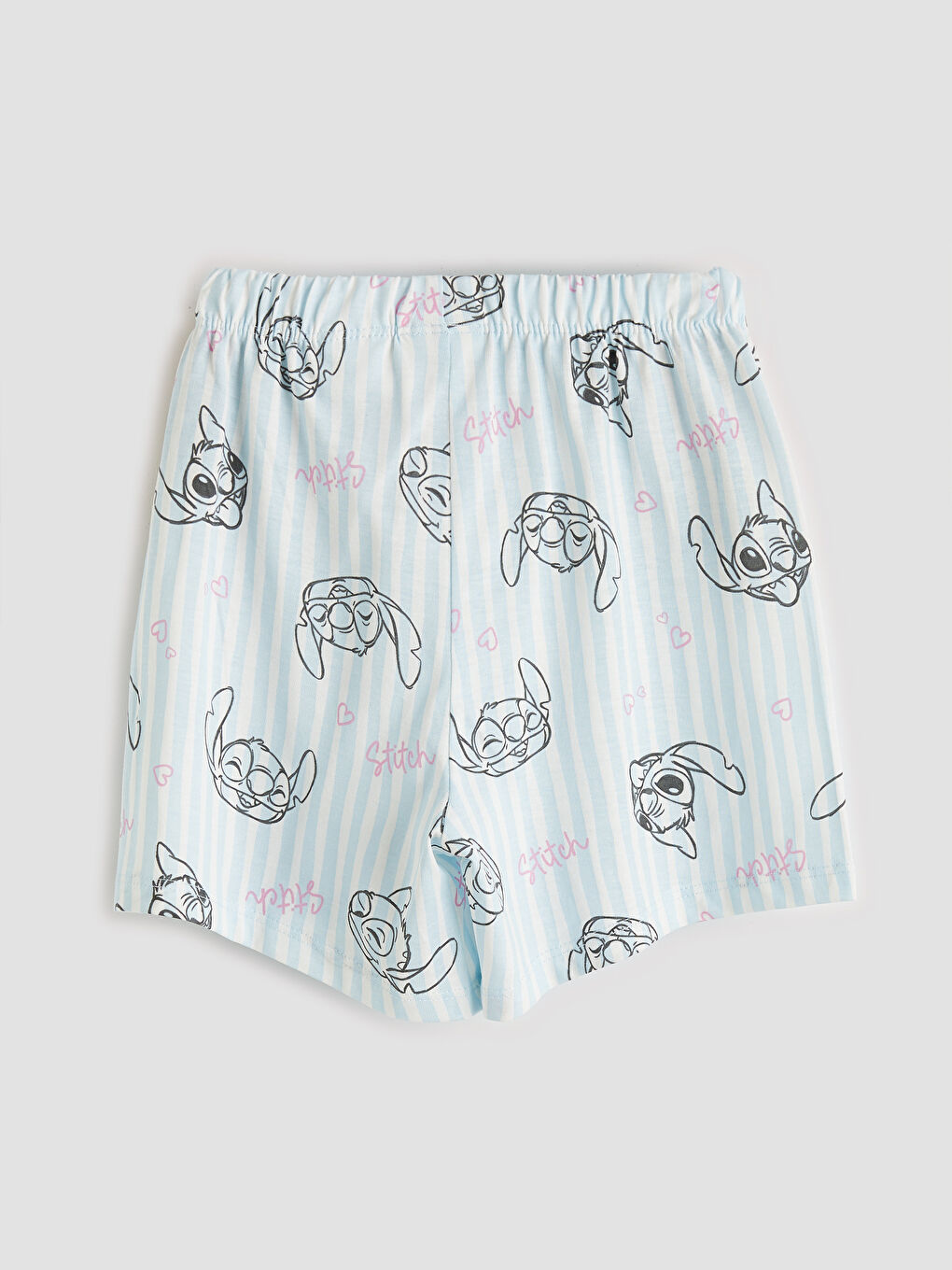 Mavi Stitch Baskılı Kız Çocuk Şortlu Pijama Takımı-4