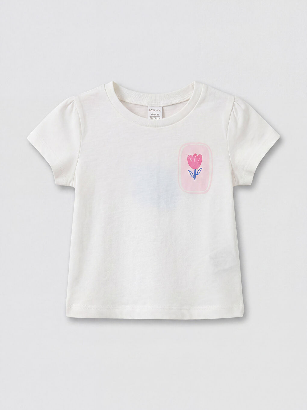 Ekru Çiçek ve Meyve Baskılı Kız Bebek 2'li Takım-1