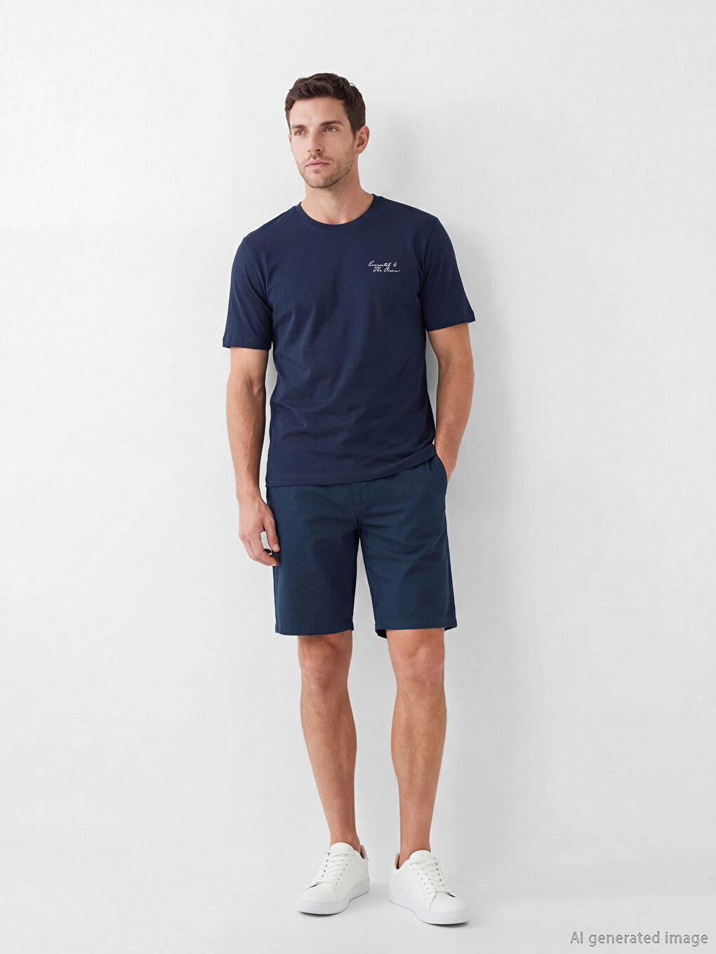 تيشيرت رجالي مطرز بياقة مستديرة-1