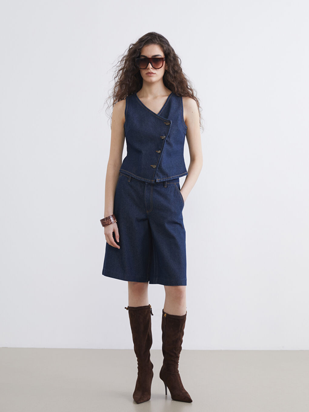 Woman INDIGO Denim Waistcoat-1