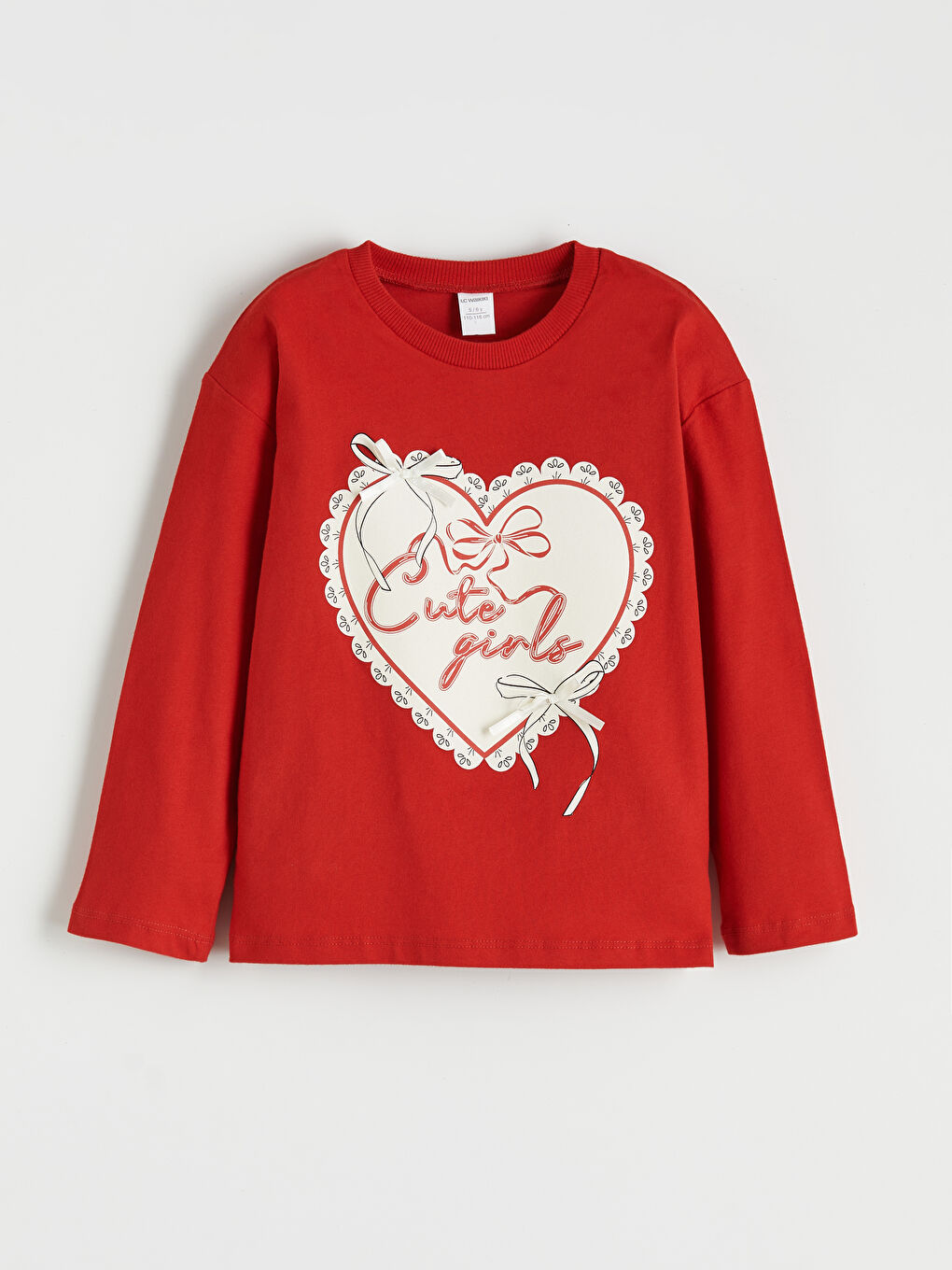 Kırmızı Bisiklet Yaka Baskılı Kız Bebek 2'li Tişört-1