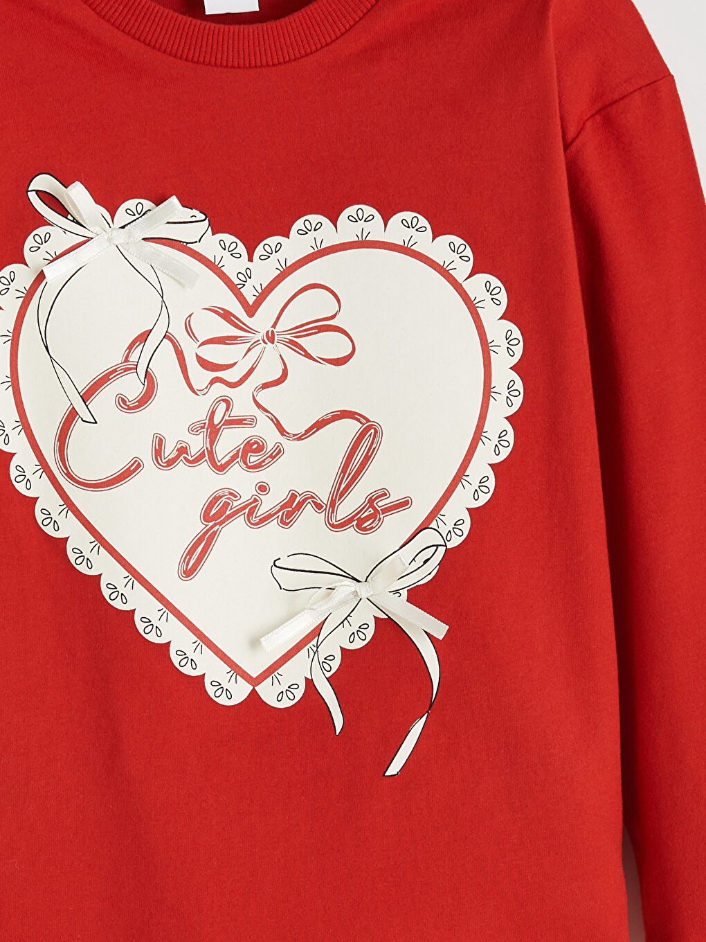 Kırmızı Bisiklet Yaka Baskılı Kız Bebek 2'li Tişört-5