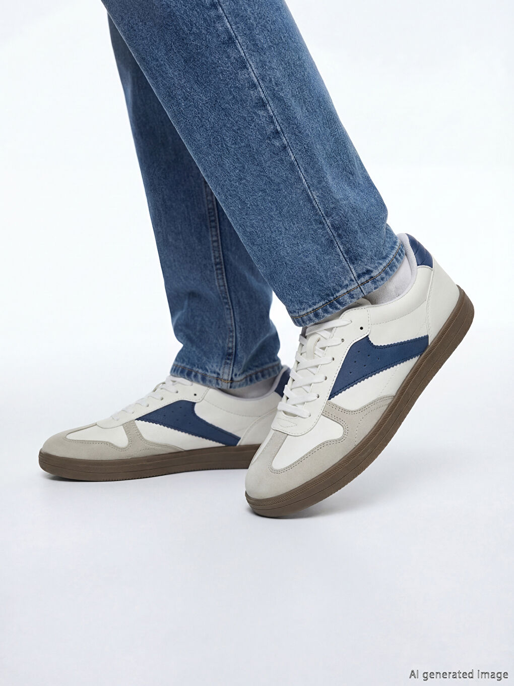 Beyaz Renk Bloklu Erkek Spor Ayakkabı