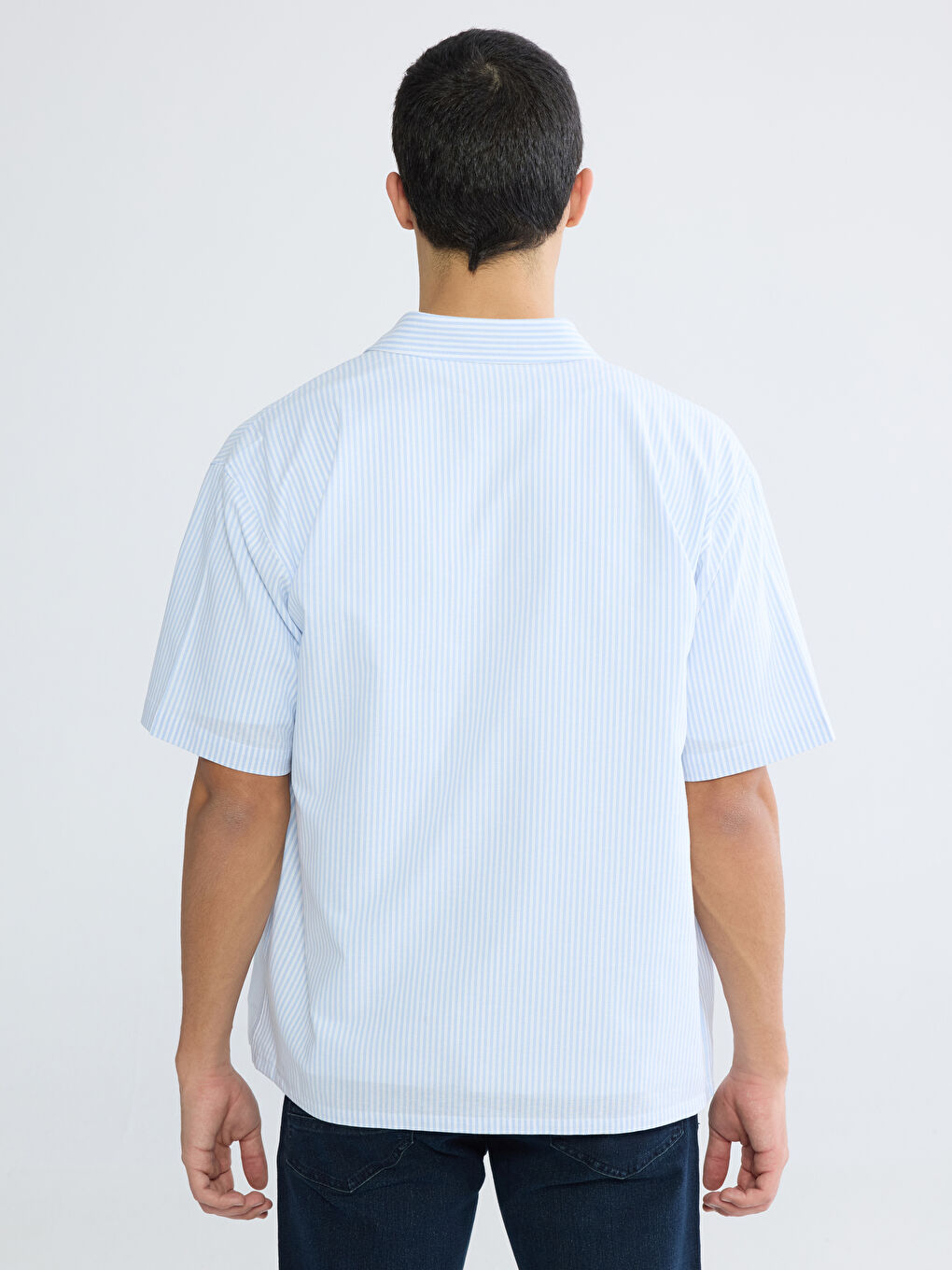 მამაკაცები მუქი ლურჯი პერანგი-4