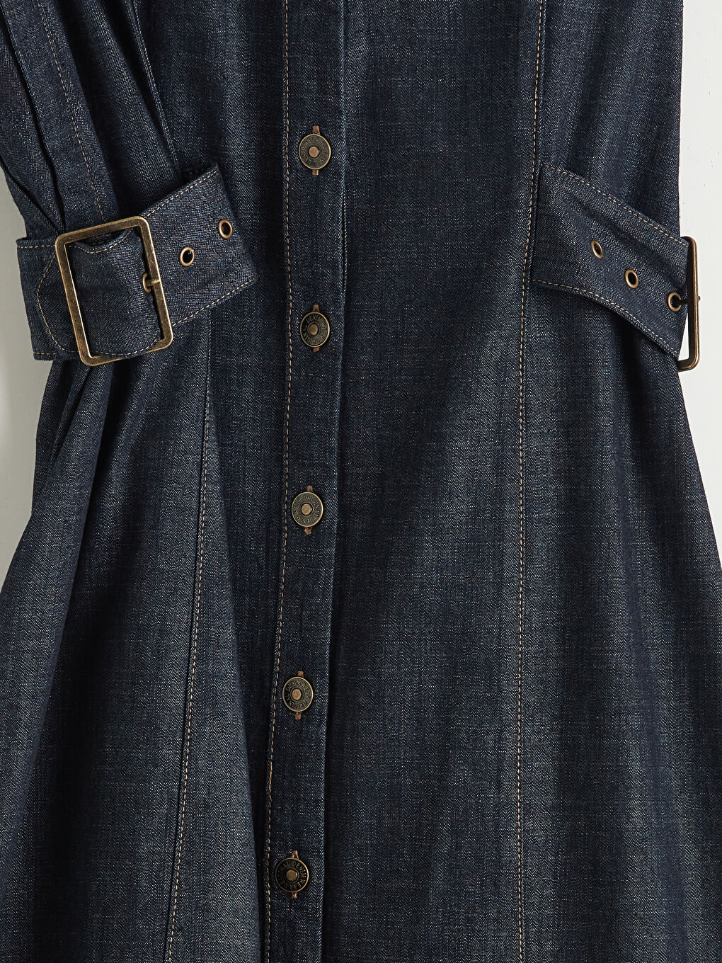 Shirt Collar Denim Dress-4