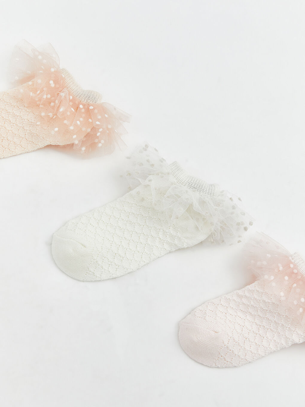 Fırfırlı Kız Bebek Patik Çorap 3'lü-1