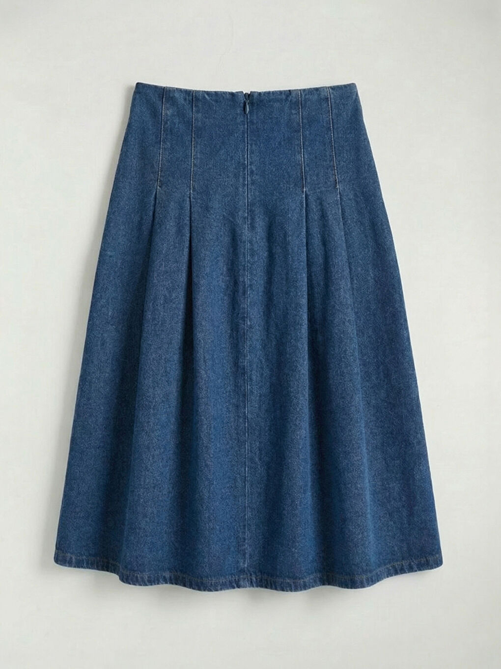 High Waisted Flared Denim Skirt with Zipper-5