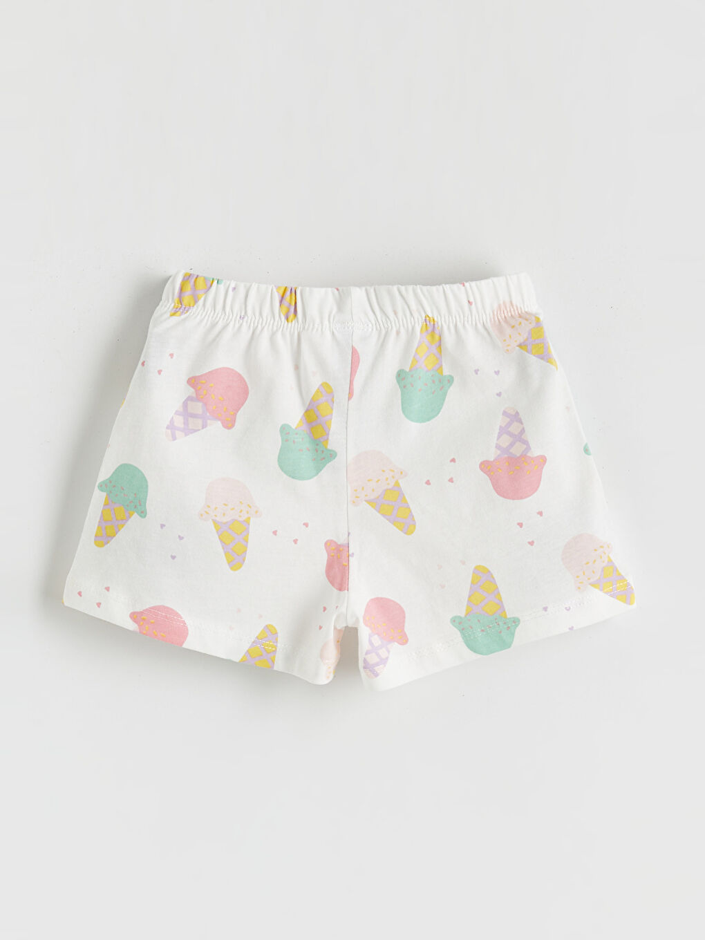 Ekru Beli Lastikli Kız Çocuk Şort-1