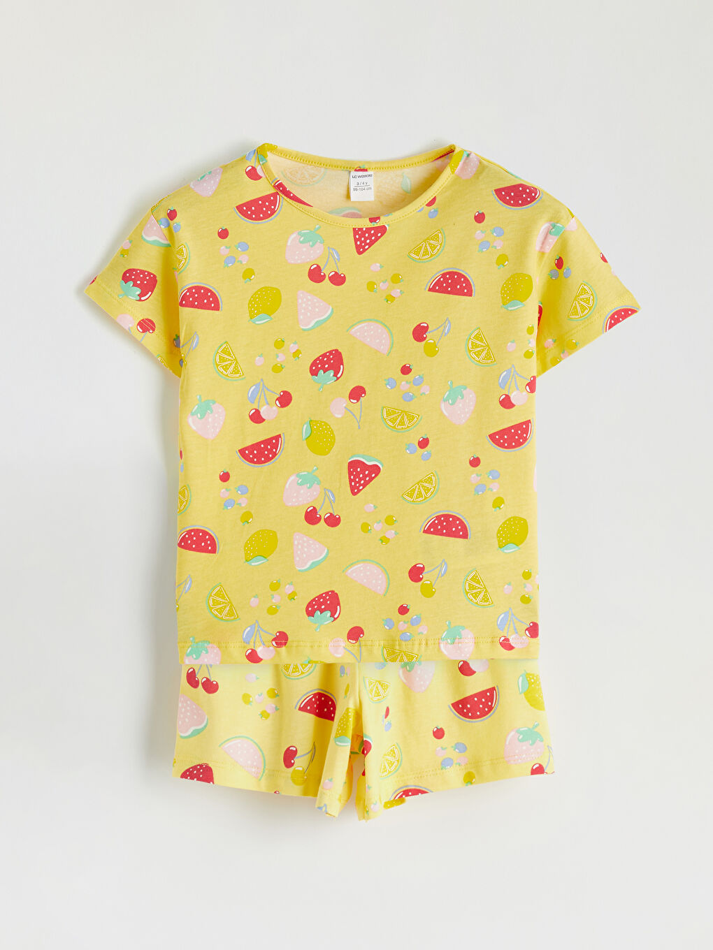 Ekru Kalp Desenli Kız Çocuk Tişört ve Şort