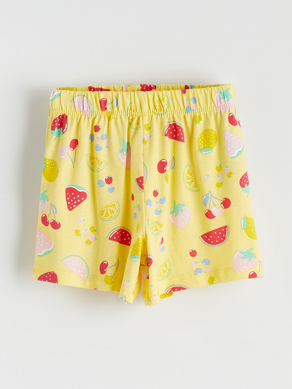 Ekru Kalp Desenli Kız Çocuk Tişört ve Şort-2