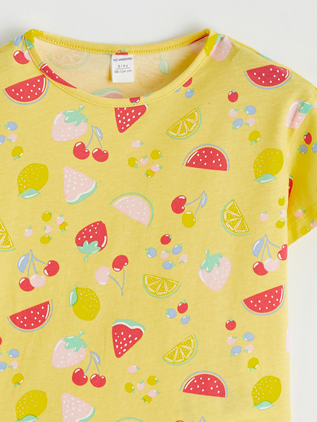 Ekru Kalp Desenli Kız Çocuk Tişört ve Şort-5