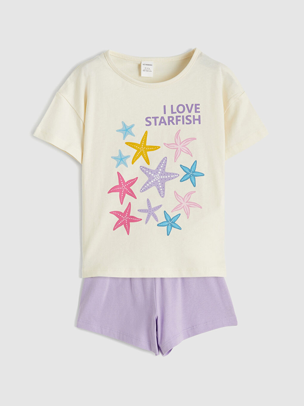 Lila Yıldız Kız Çocuk Penye Tişört ve Şort