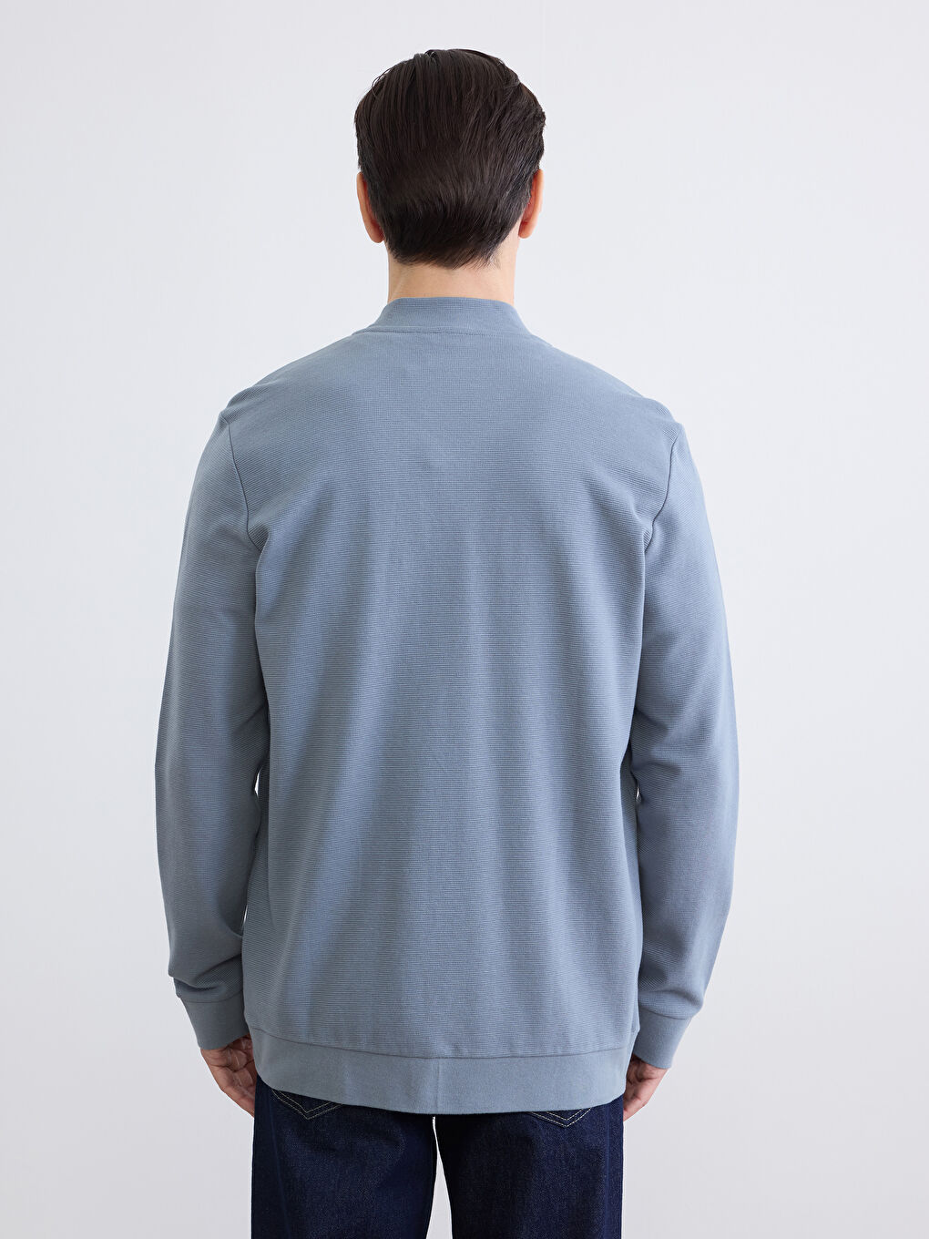 Regular Fit Baseball Collar Men's Zip-Up Sweatshirt-3