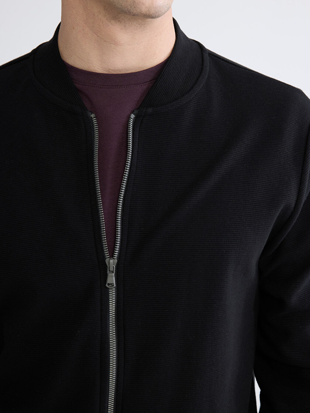 Regular Fit Baseball Collar Men's Zip-Up Sweatshirt-2