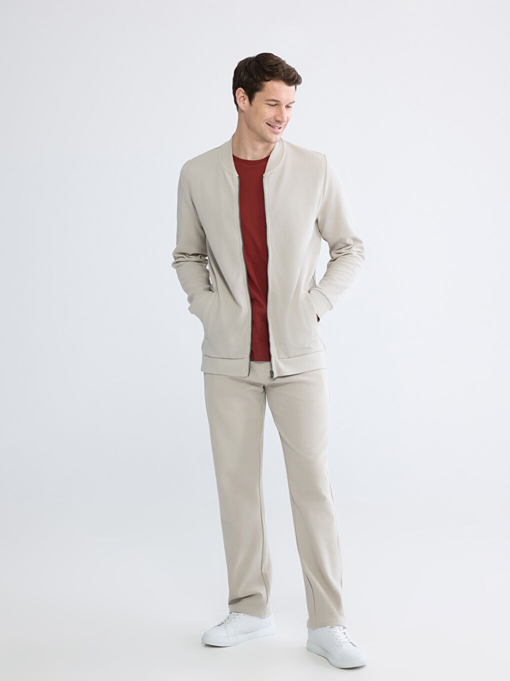 Regular Fit Baseball Collar Men's Zip-Up Sweatshirt-1