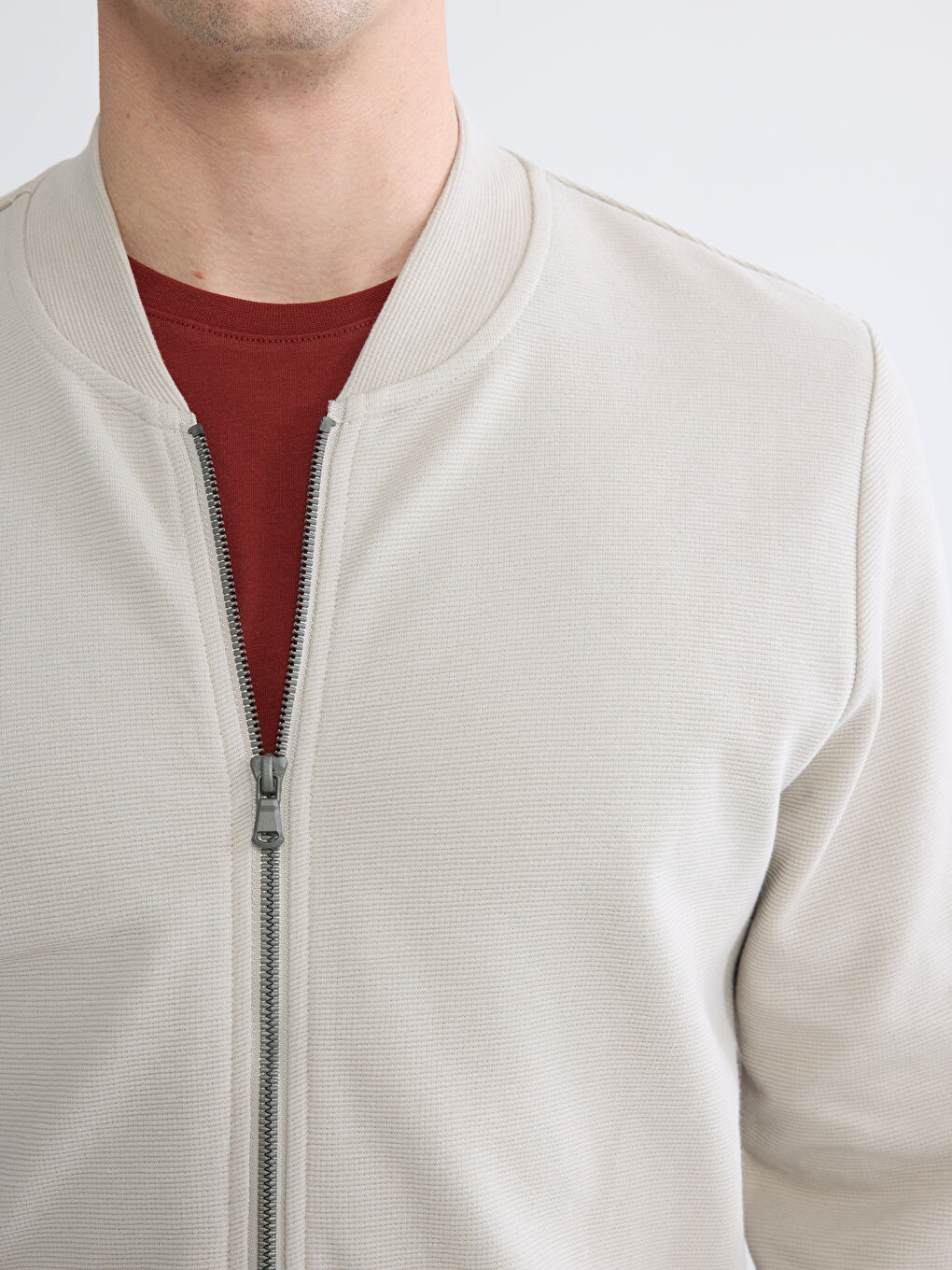 Regular Fit Baseball Collar Men's Zip-Up Sweatshirt-2