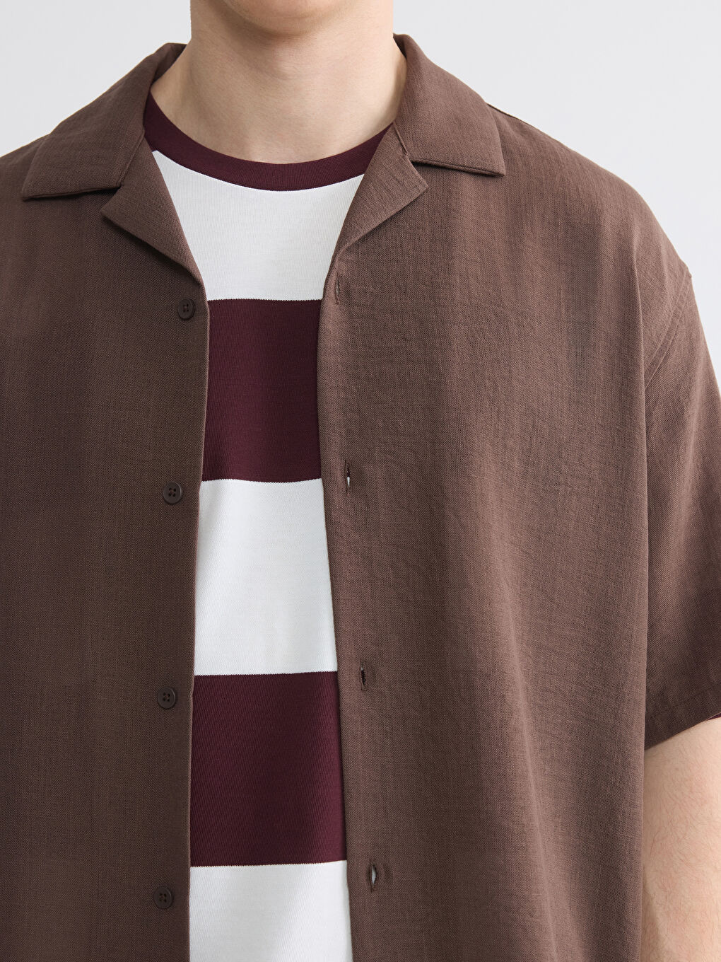 Kahverengi Regular Fit Krinkle Erkek Gömlek-2