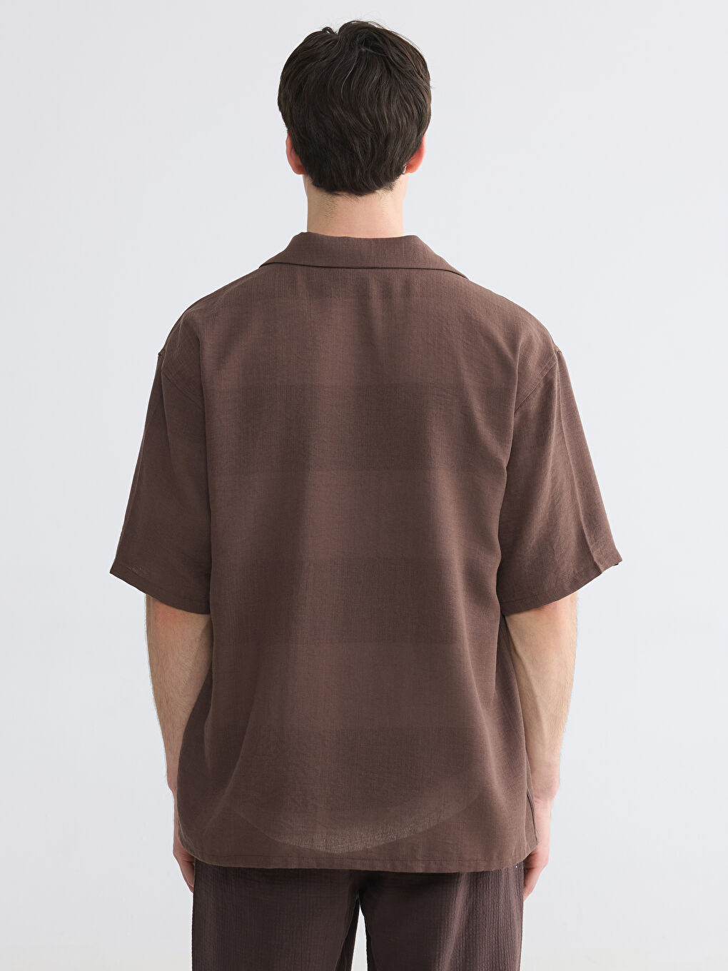 Kahverengi Regular Fit Krinkle Erkek Gömlek-3