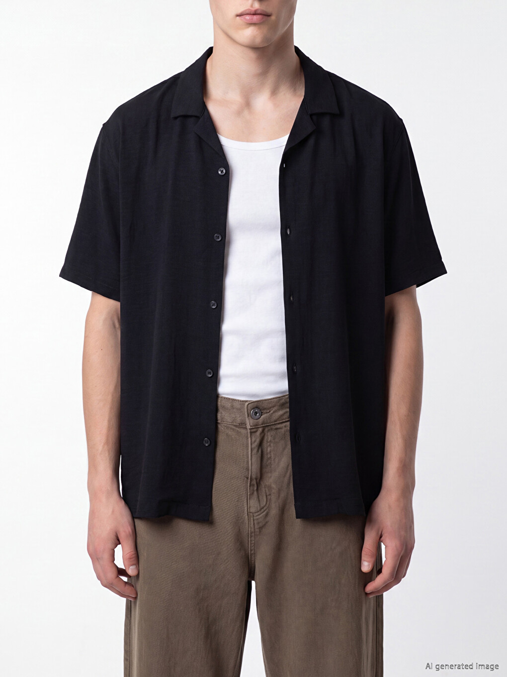 Regular Fit Men's Short Sleeve Crinkle Shirt-2