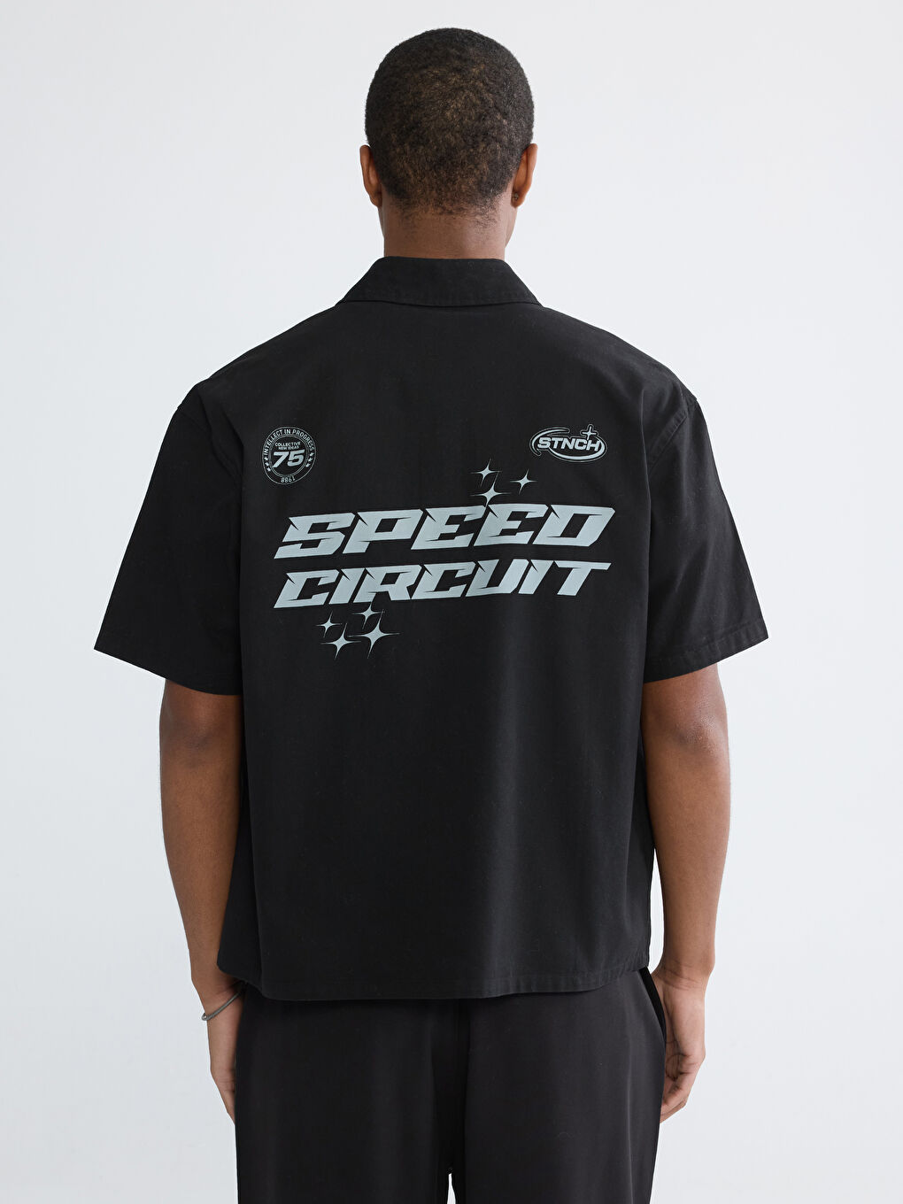 Siyah Loose Fit Erkek Gömlek-3