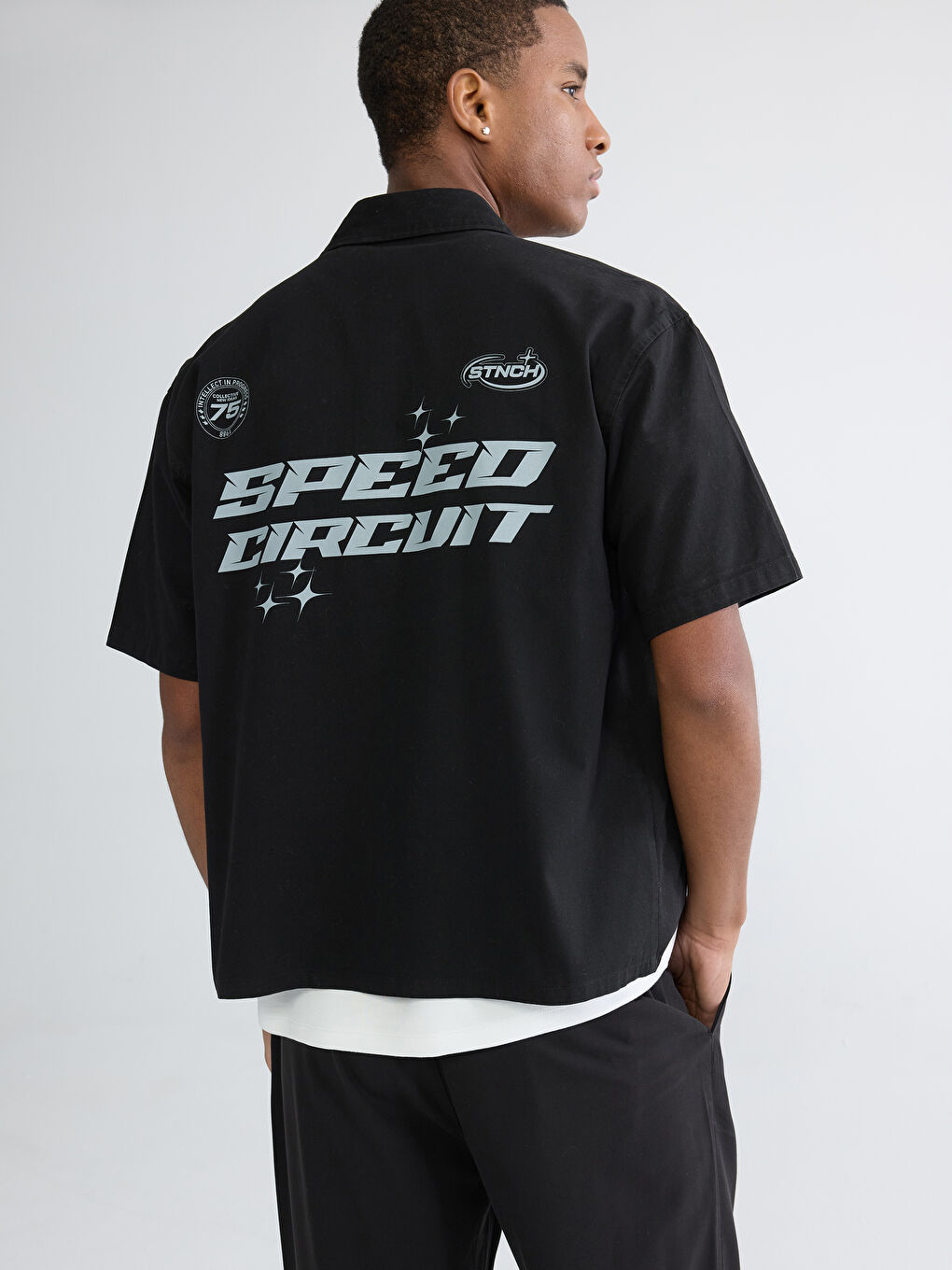 Siyah Loose Fit Erkek Gömlek