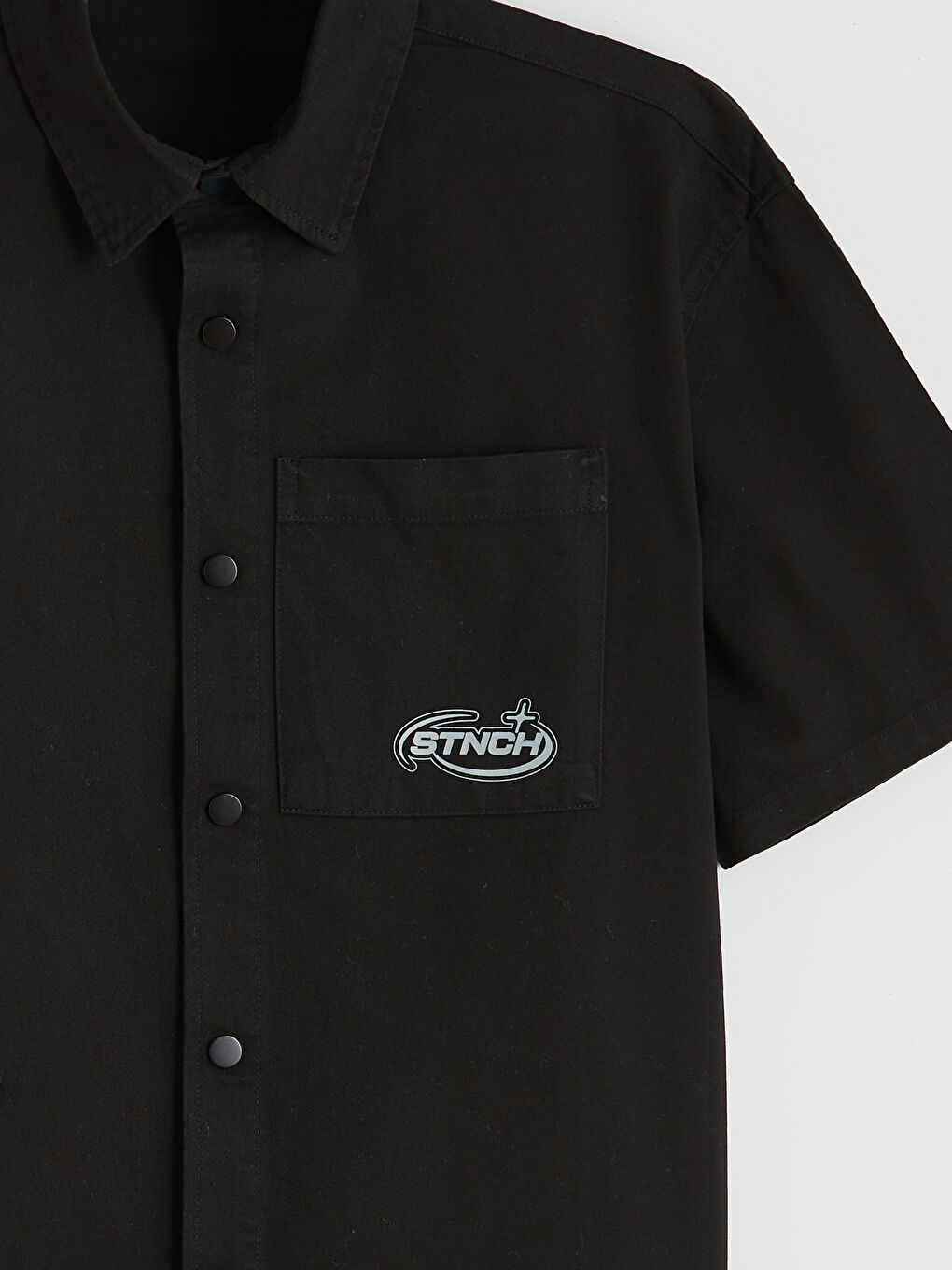 Siyah Loose Fit Erkek Gömlek-6