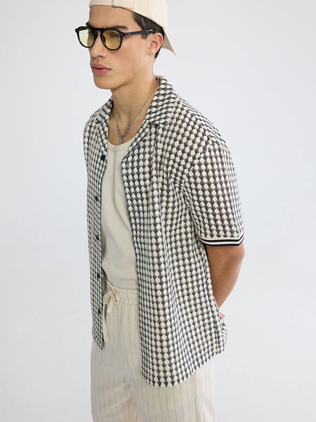 Loose Fit Patterned Men's Shirt-1