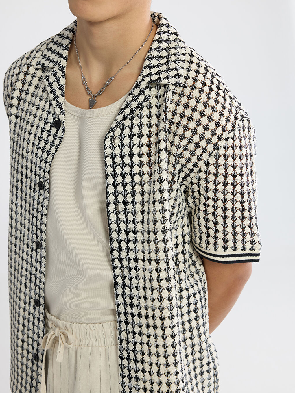 Loose Fit Patterned Men's Shirt-3