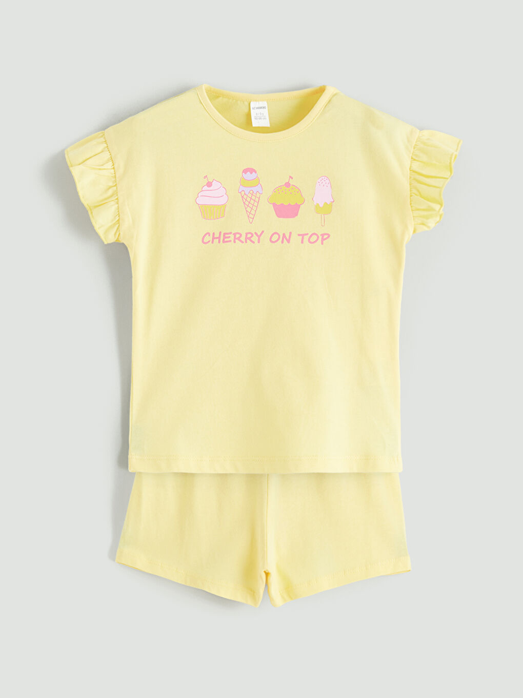 Sarı Baskılı Kız Çocuk Tişört ve Şort