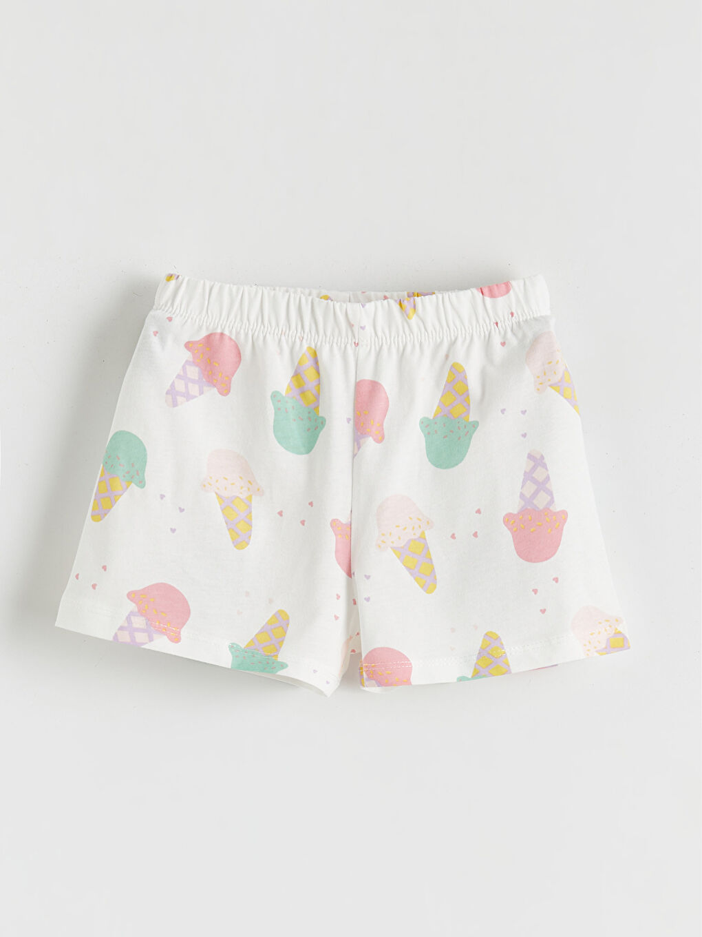 Ekru Baskılı Kız Çocuk Tişört ve Şort	-3