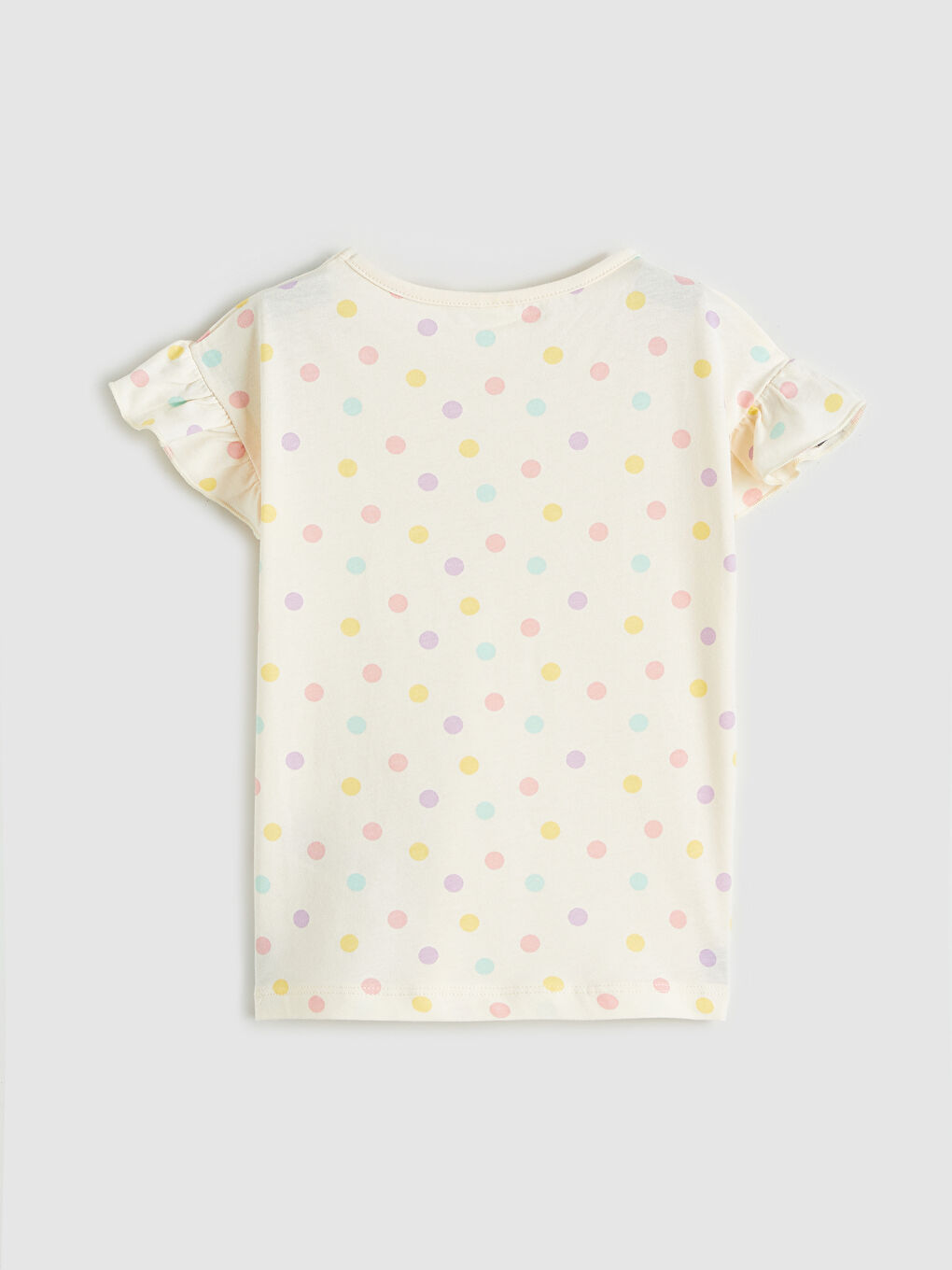 Ekru Puantiyeli Kız Çocuk Tişört ve Şort	-3