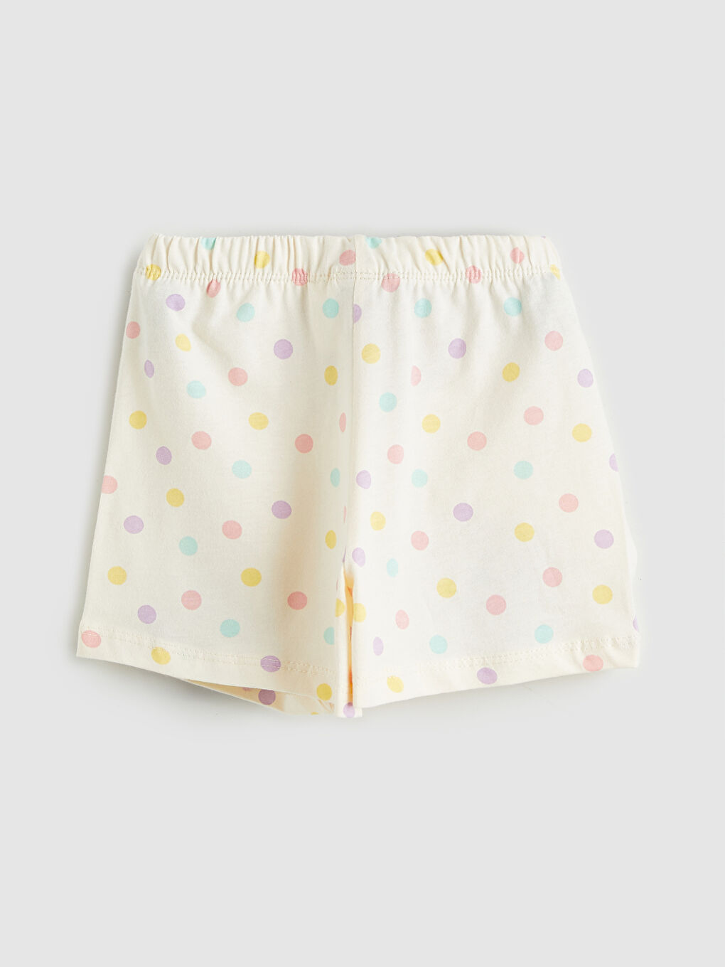 Ekru Puantiyeli Kız Çocuk Tişört ve Şort	-4