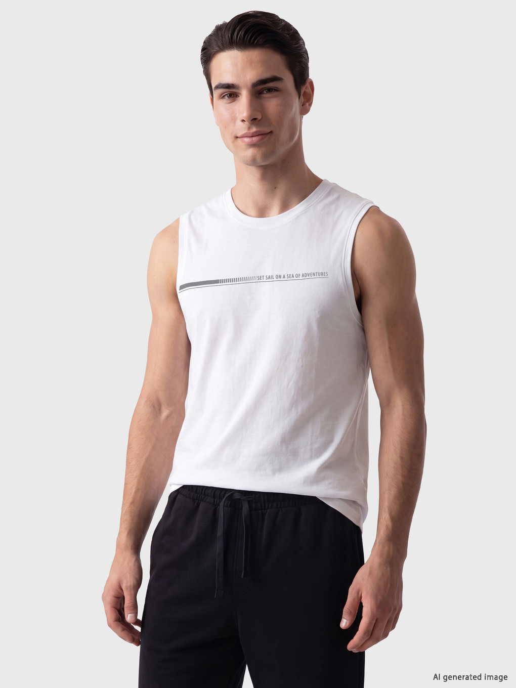 Crew Neck Printed Men's Sleeveless T-shirt